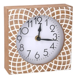 [S-V1869710000] Orologio in legno marrone quadro 15x5x15 cm