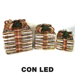 [S-V6192780000] Pacco regalo 1-3 con led naturale 25x25x25 cm