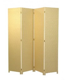 [S-V42056600CR] Paravento 4 ante naturale in poliestere 40x175 cm