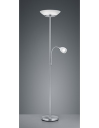 [S-TRIOR40063107] Piantana con Spot da Lettura in Vetro Bianco Ø34 cm