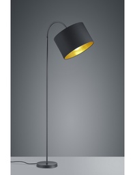 [S-TRIO408290179] Piantana Orientabile in Metallo Nero-Oro H156 cm