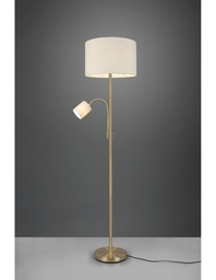 [S-TRIO403900208] Piantana Ottone Paralume Tessuto Crema Spot Lettura