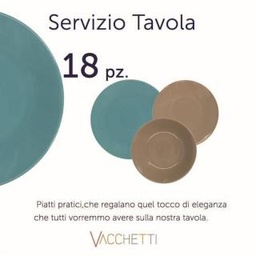 [S-V5861110000] Set di 18 piatti da servizio turchese-tortora 27x27x26 cm