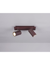 [S-TRIO802400224] Plafoniera con 2 Faretti Spot Orientabili in Metallo Ruggine