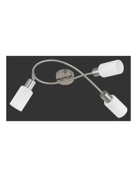 [S-TRIOR80013907] Plafoniera Nichel Braccio Curvo 3 Spot Orientabili Paralumi Vetro Mars Trio Lighting
