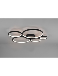[S-TRIO622610532] Plafoniera Rondo 5 Cerchi Led Dimmerabile Nero L59 cm