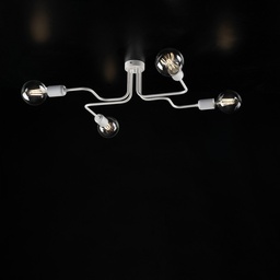 [S-BL203-PL4-BA] Plafoniera in ferro laccato bianco con decorazione argento 4 luci