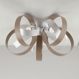 [S-BL114-PL5-BT] Plafoniera moderna in ferro cinque luci Bianco Tortora 58x h26 cm