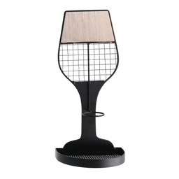 [S-V5959940000] Portabottiglie in metallo nero per 1 bottiglia - 17x11x36 cm