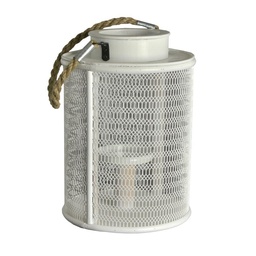 [S-V7015460000] Portacandele in legno bianco con manico in corda - Grande - 15,5x15,5x23 cm