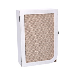 [S-V5962340000] Portachiavi in legno bianco rettangolare con 3 ganci - 20x9,5x29 cm