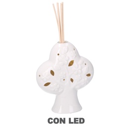 [S-V8535060000] Portaessenze albero ceramica con led bianco 14x14x24 cm