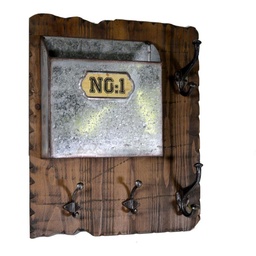 [S-V5917750000] Portalettere in legno con appendino, 1 posto, dimensioni cm46,5x15h56