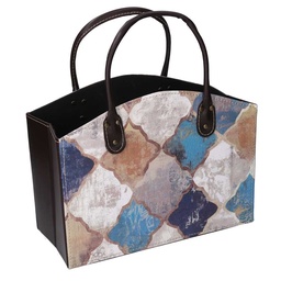 [S-V2809050000] Portariviste rettangolare in ecopelle blu marocco 33,5x15,5x25,5 cm