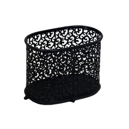[S-V6446110000] Portariviste in metallo nero a forma di riccioli ovale 34x20x26 cm