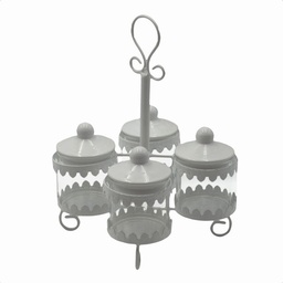 [S-V7017730000] Portasalse Metallo Bianco Lucido 4 Posti 19x19x23,5 cm