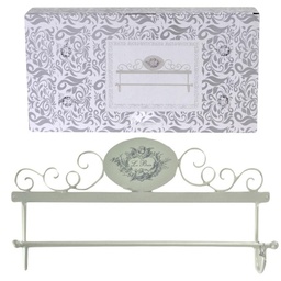 [S-V6214350000] Portasciugamani a muro decorativo in metallo Le Bain bianco ovale 48x8x24,50 cm