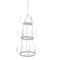 [S-V6436160000] Portatazze in ferro bianco a 3 piani da appendere - Dimensioni: 30x74,5 cm
