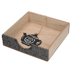 [S-V5924330000] Portatovaglioli in legno e ardesia, design quadro, 20x20x5 cm