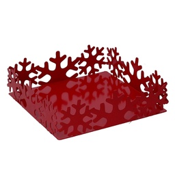 [S-V5925890000] Portatovaglioli metallo fiocco neve rosso quadrato 16,5x16,5h5 cm