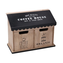 [S-V5959990000] Portatutto legno 2 cassetti nero rettangolare 23,5x10,7x18 cm