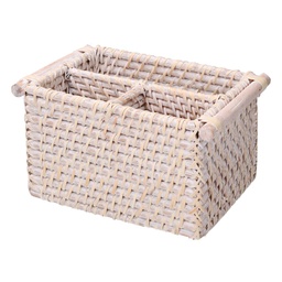 [S-V1726220000] Portatutto Rattan Algarve 3 Scomparti Bianco Rettangolare 20/23x15x12,5 cm