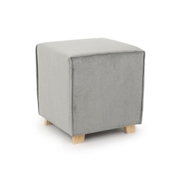 [S-B0748165] Pouf in velluto vintage Grigio Chiaro ADELINE 40x40x h44 cm