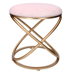 [S-V28068400CI] Puff in metallo e velluto cipria tondo ø36x42 cm