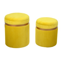 [S-V2808180000] Puff in velluto giallo ø39h49