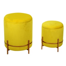 [S-V2808210000] Puff in velluto giallo ø39h49