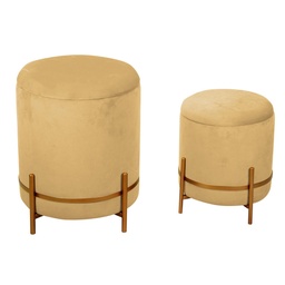 [S-V2808240000] Puff in velluto ocra 1-2, ø39h49 cm