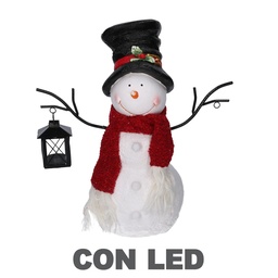 [S-V6159940000] Pupazzo di neve resina con lanterna bianco con led cm37x19h44