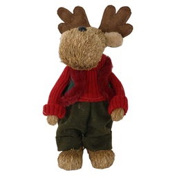 [S-V6326930000] Renna in tessuto rosso e verde 18x10x30 cm