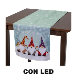 [S-V6163020000] Runner tessuto gnomi led azzurro 40x150 cm