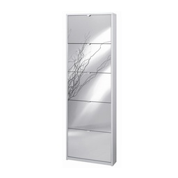 [S-OSK555BFSPK] Scarpiera slim con cinque ante a specchio Bianco Cenere 63x18x h190 cm