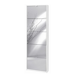 [S-ASK555OSSPK] Scarpiera Slim Cinque Ante a Specchio Bianco Ossido 63x18x h190 cm