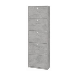 [S-ASK565CECEK] Scarpiera Slim Salvaspazio Cinque Ante Beton Cemento 63x29x h190 cm
