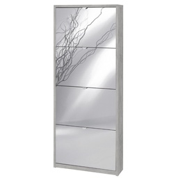 [S-OSK554CESPK] Scarpiera sottile salvaspazio con quattro ante a specchio Beton Cemento 63x18x h154 cm