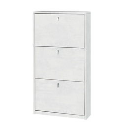 [S-OSK553OSOSK] Scarpiera sottile salvaspazio a tre ante in Bianco Ossido 63x18x h117 cm