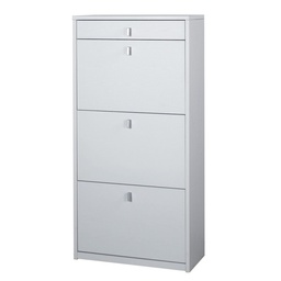 [S-ASK567BFBFK] Scarpiera salvaspazio tre ante un cassetto Bianco Cenere 63x29x127 cm