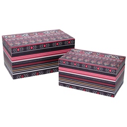 [S-V1230830000] Scatola rettangolare in ecopelle con fiori multicolori cm30x18h15