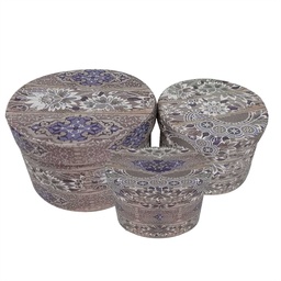 [S-V1225840000] Scatola ecopelle grigio fiori tondo ø27h18