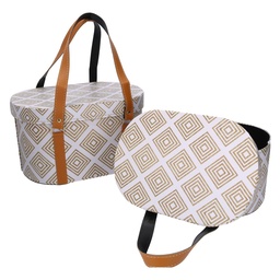 [S-V1231010000] Scatola ecopelle con manici ovali bianca 36x26h20 cm
