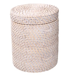 [S-V1726140000] Scatola Rattan Algarve Bianco Tondo 20x20x24 cm