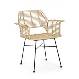 [S-B0691610] Sedia con Braccioli in Fibra Naturali Tunas - Dimensioni: 66x58.5x83 cm
