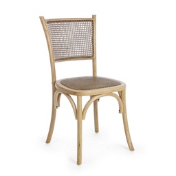 [S-B0743655] Sedia in legno rivestita in rattan naturale stile vintage