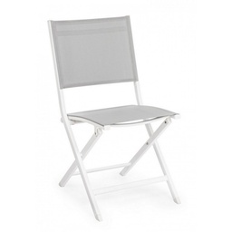 [S-B0662506] Sedia per esterno in alluminio Bianco Grigio ELIN 47x57x h88 cm