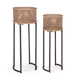 [S-B0746629] Set 2 Porta Piante Elton Stile Luxury - Struttura in Acciaio Verniciata a Polvere Epossidica - Misure: 31x87 cm e 36x97 cm