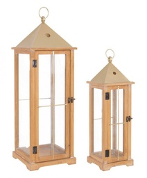 [S-B0141152] Set2 Lanterna Beatific Oro - Dimensioni G: 24x24x70 cm, P: 17,5x17,5x53 cm