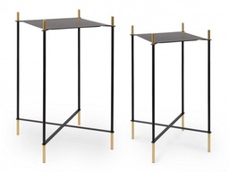 [S-B0746429] Tavolino Anisha Qu Alto - Design Quadrato - Acciaio Verniciato a Polvere - Dimensioni: 160x90x8 mm